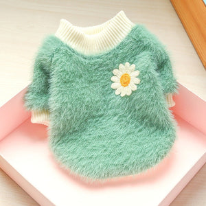 Fluffy Fleece Crew Neck with Daisy Flower Detail