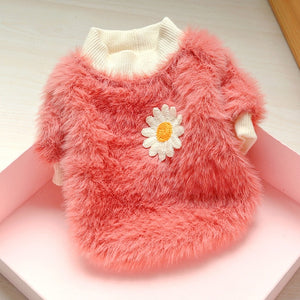 Fluffy Fleece Crew Neck with Daisy Flower Detail