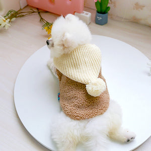 Fleece Vest with Knit PomPom Hood