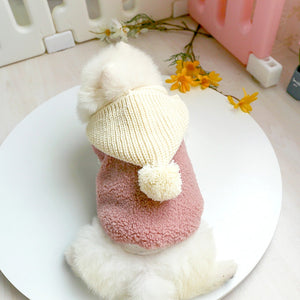 Fleece Vest with Knit PomPom Hood