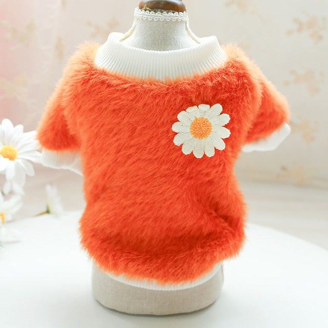 Fluffy Fleece Crew Neck with Daisy Flower Detail