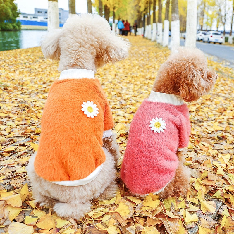 Fluffy Fleece Crew Neck with Daisy Flower Detail