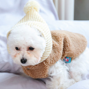 Fleece Vest with Knit PomPom Hood