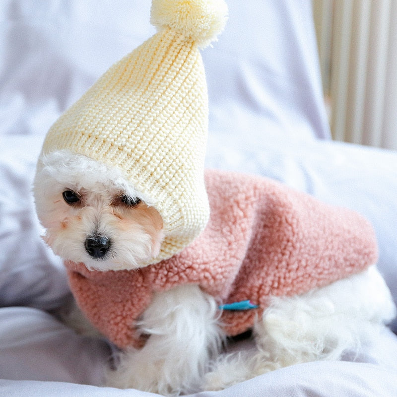 Fleece Vest with Knit PomPom Hood